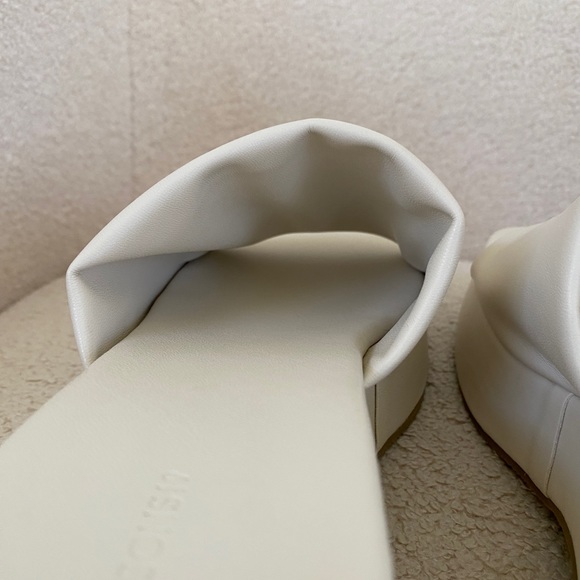 NWT Glassons Bone Platform Vegan Leather Slide Sandals | Faux-Leather Slides - Picture 9 of 12